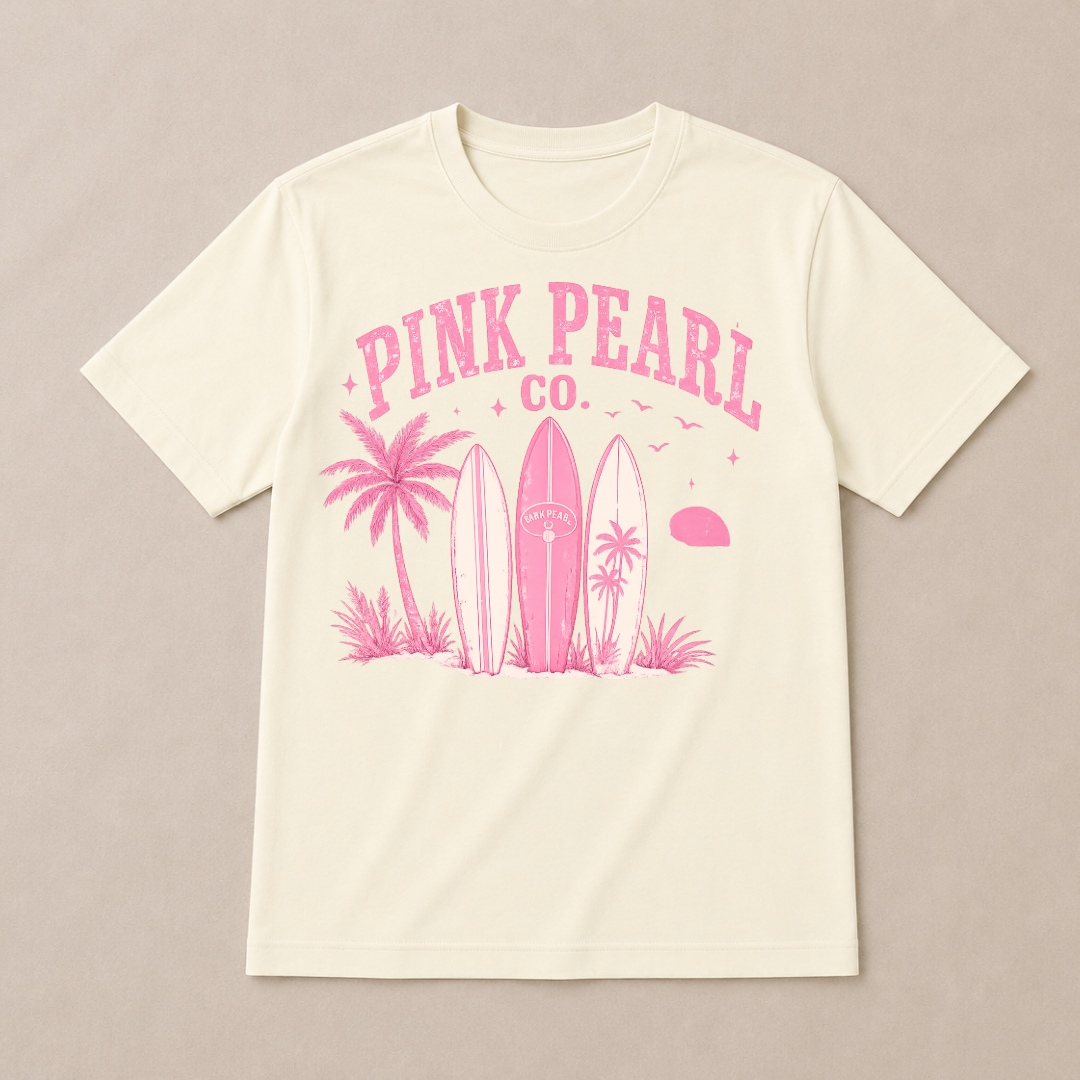 Pink Pearl Co. Graphic Surf Style T-shirt