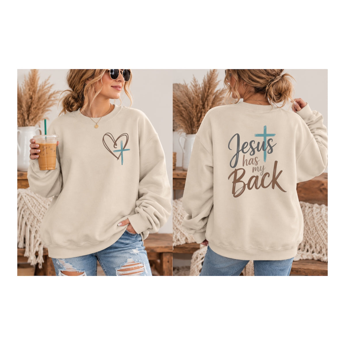 Jesus Has My Back Crewneck Sweatshirt