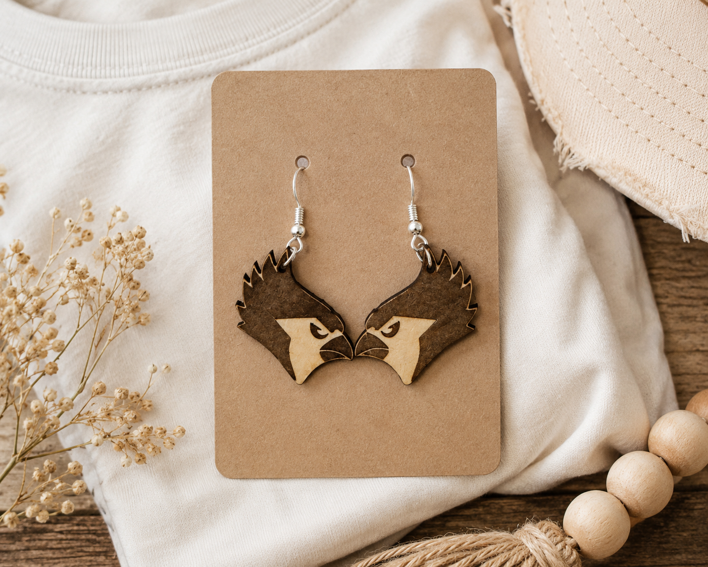 🦅 Cardinals Wooden Spirit Earrings