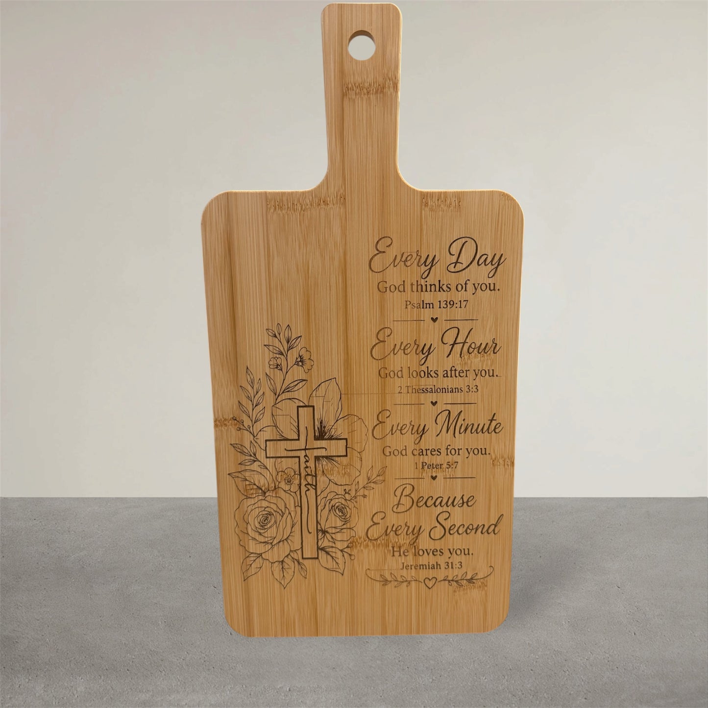 Every Second He Loves You Engraved Bamboo Serving Board