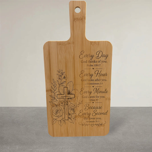 Every Second He Loves You Engraved Bamboo Serving Board