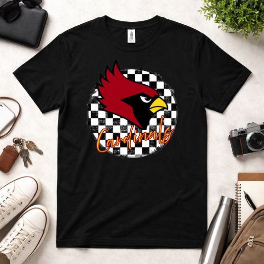 Checkered School Spirit – Custom Mascot Shirt (Broncos, Hawks, Bombers, Braves, Cardinals + More)