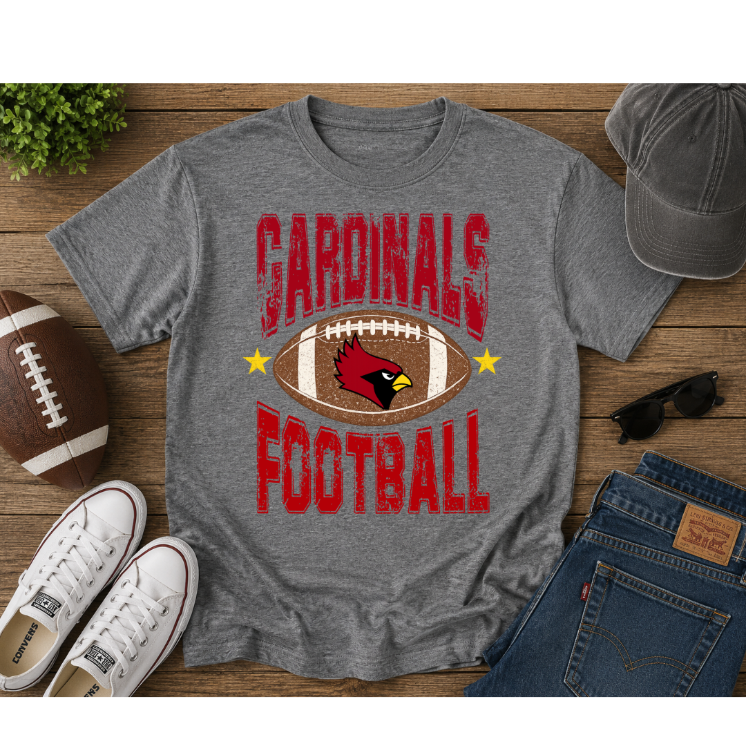 Custom Vintage Football Spirit Tee | Any School | Graphite Heather