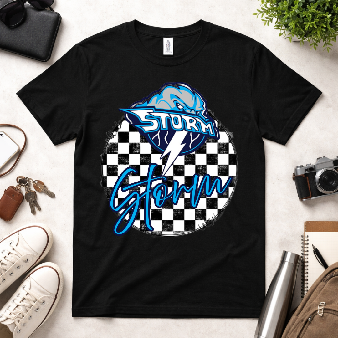 Checkered School Spirit – Custom Mascot Shirt (Broncos, Hawks, Bombers, Braves, Cardinals + More)