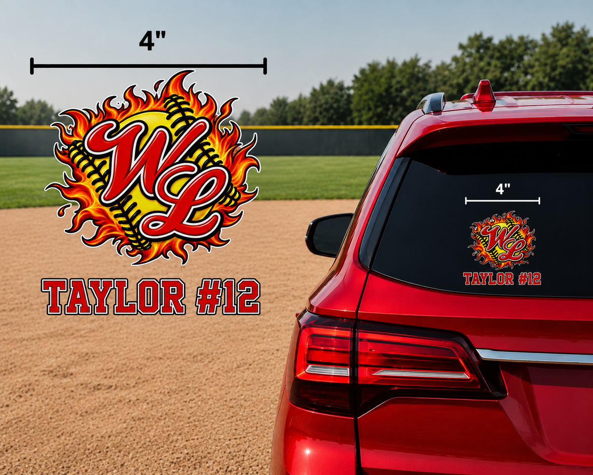 WL Flame Personalized Car Window Decal
