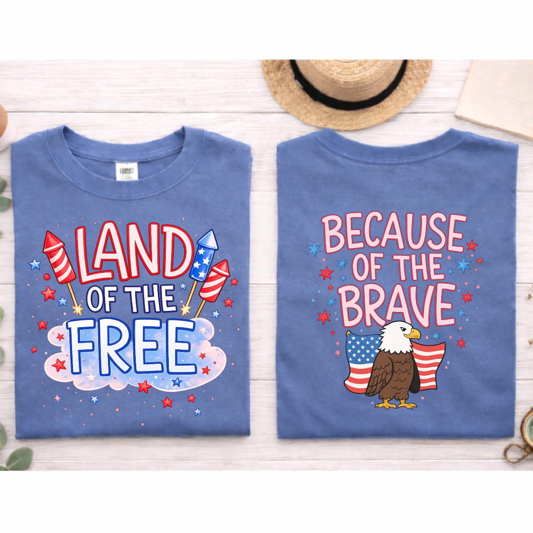 Land of the Free / Because of the Brave Patriotic Comfort Colors Tee 🇺🇸
