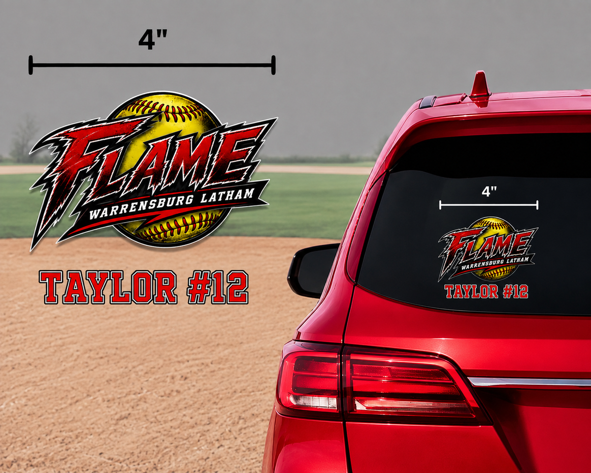 WL Flame Personalized Car Window Decal