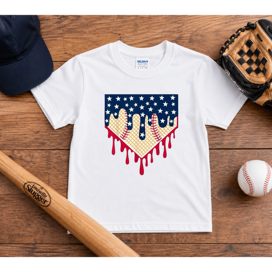 Patriotic Baseball Drip Tee 🇺🇸⚾