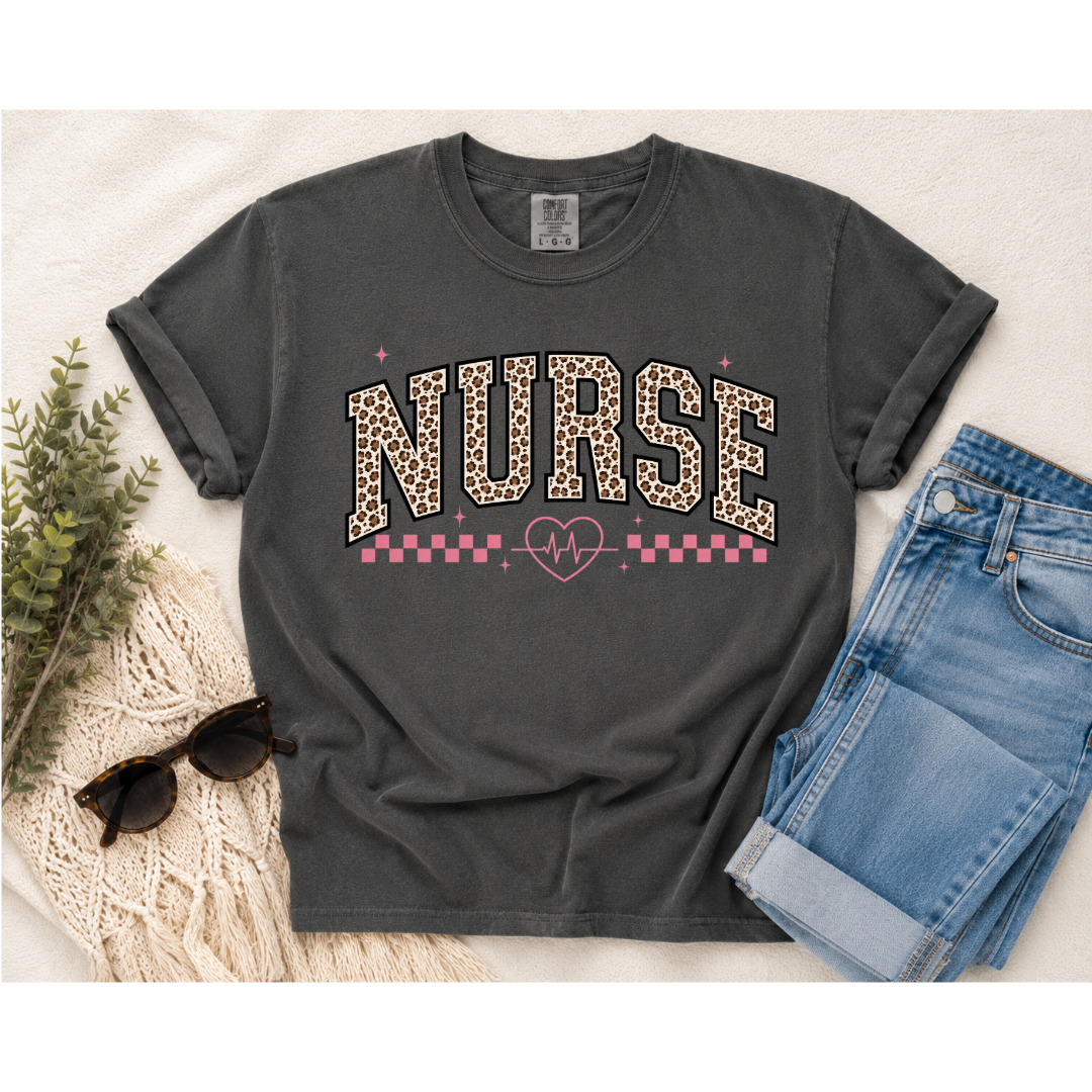 Leopard Varsity Nurse Tee