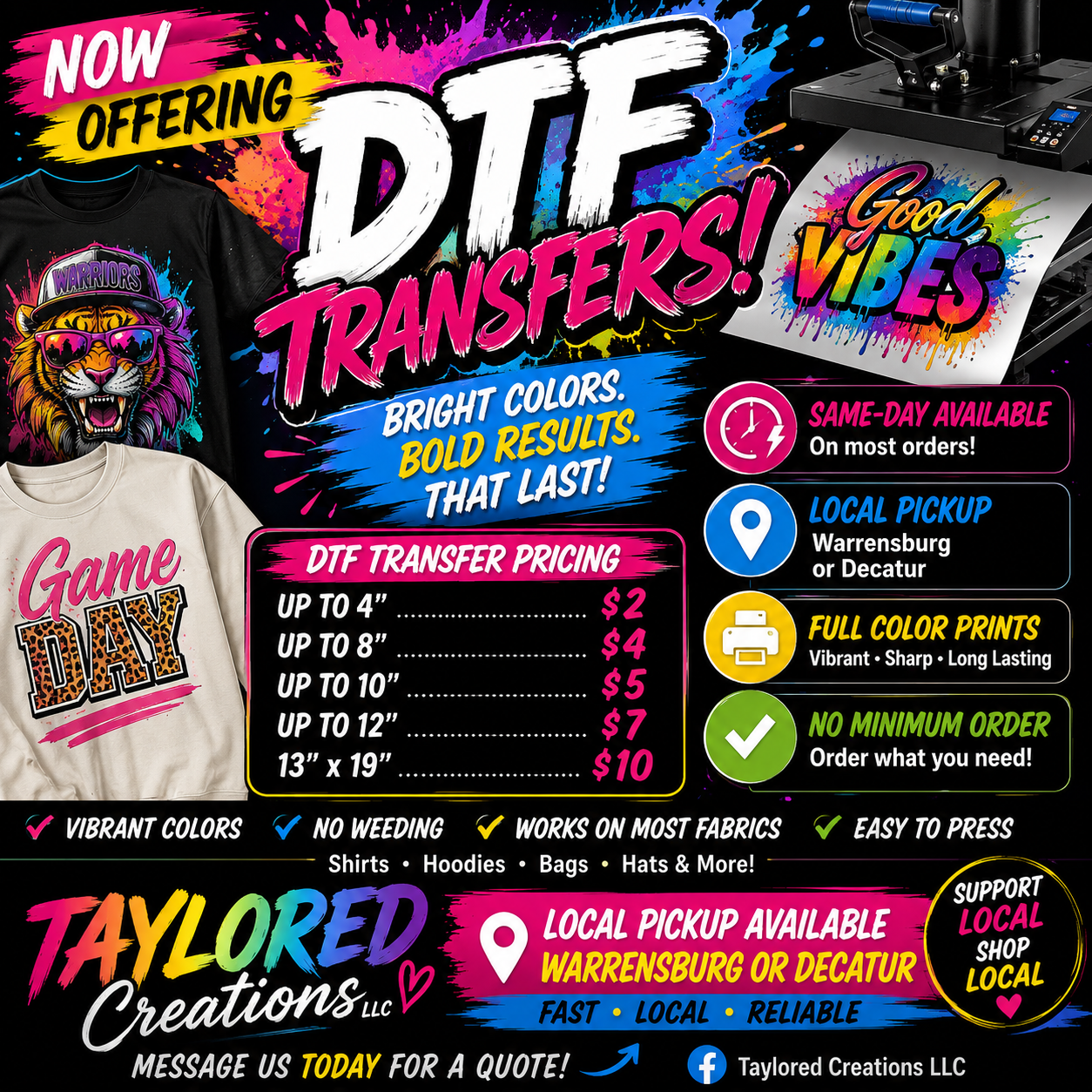 DTF Transfers – Full Color Ready-to-Press Transfer