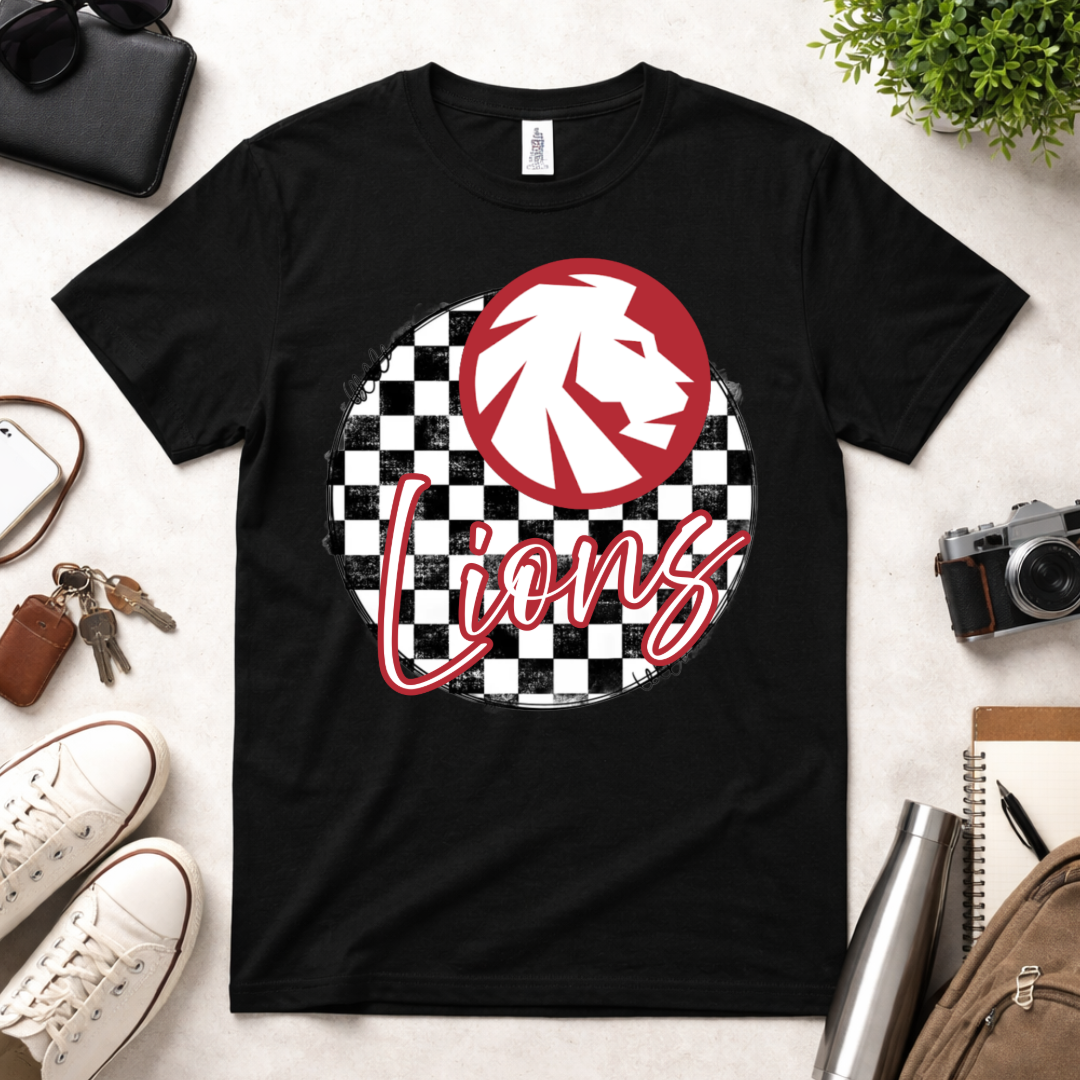 Checkered School Spirit – Custom Mascot Shirt (Broncos, Hawks, Bombers, Braves, Cardinals + More)
