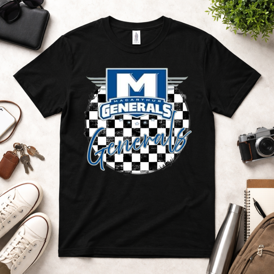 Checkered School Spirit – Custom Mascot Shirt (Broncos, Hawks, Bombers, Braves, Cardinals + More)