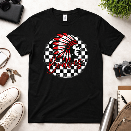 Checkered School Spirit – Custom Mascot Shirt (Broncos, Hawks, Bombers, Braves, Cardinals + More)