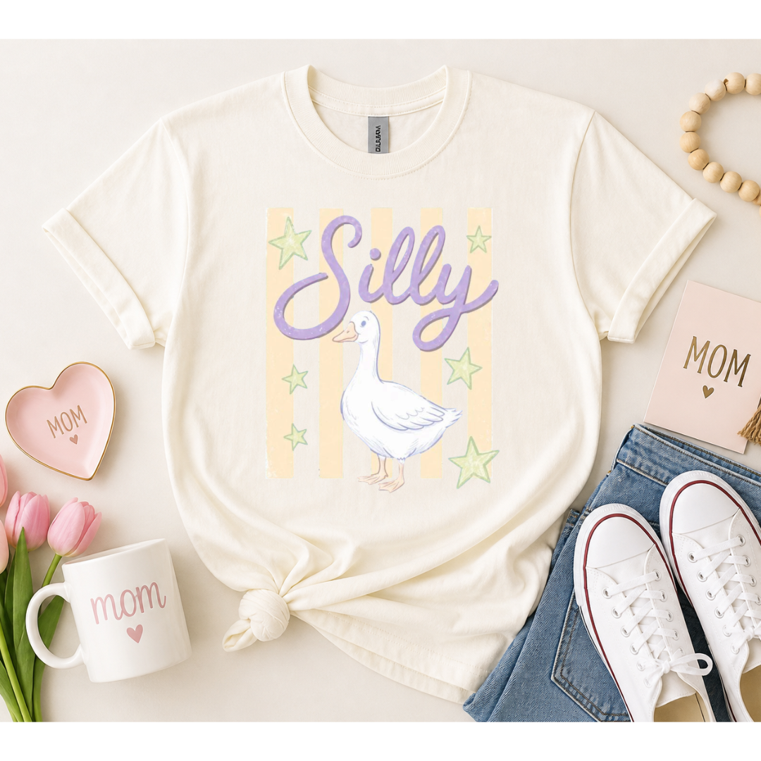Silly Goose Tee – Pastel Vintage Graphic Shirt 🪿