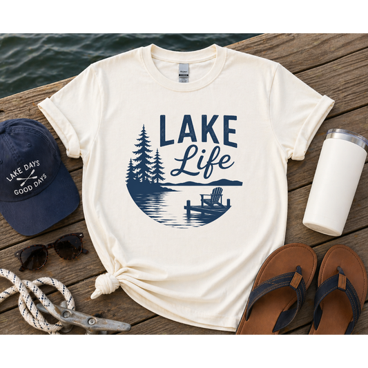 Lake Life Graphic Tee – Neutral Summer Shirt
